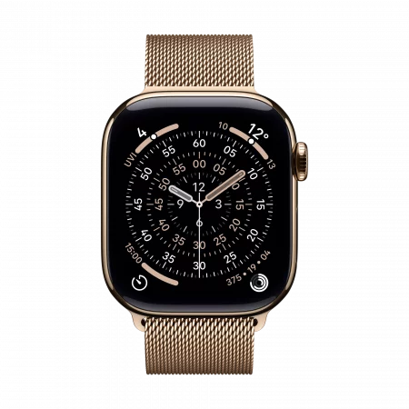 Apple Watch Series 11 GPS+Cellular 42mm Titan gold mit Milanaise Loop gold S/M