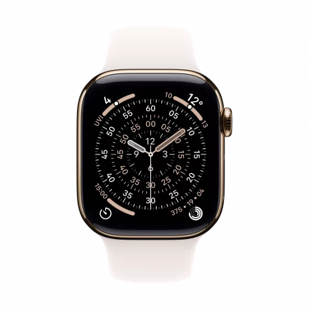 Apple Watch Series 11 GPS+Cellular 46mm Titan gold mit blassrosa Sportarmband - S/M