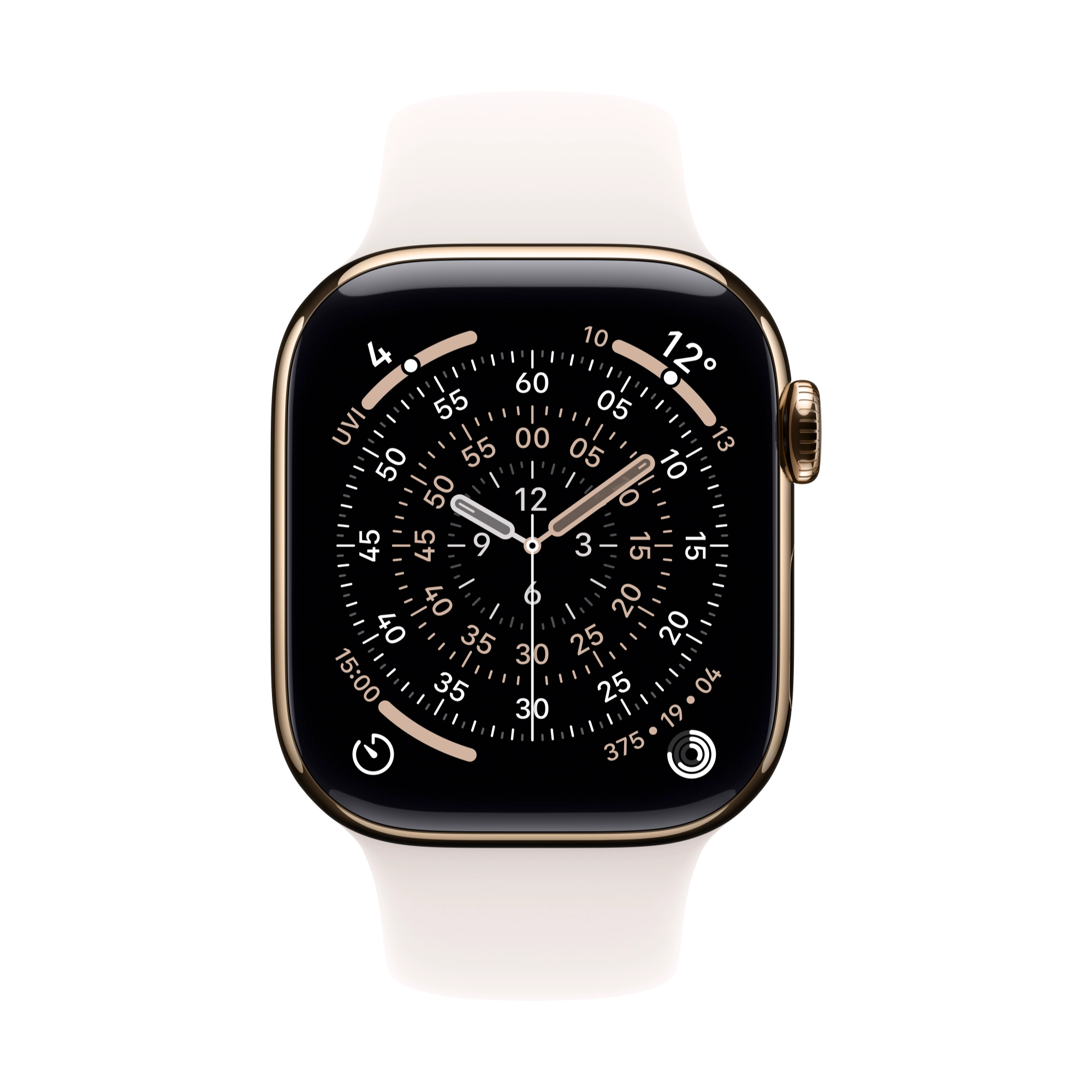 Apple Watch Series 11 GPS+Cellular 46mm Titan gold mit blassrosa Sportarmband - S/M