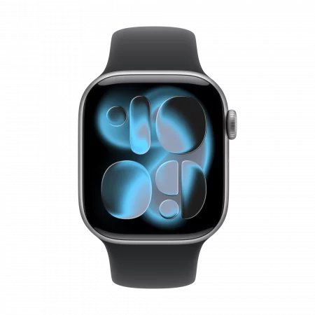 Apple Watch Series 11 GPS+Cellular 42mm Aluminium space grau mit schwarzem Sportarmband - S/M