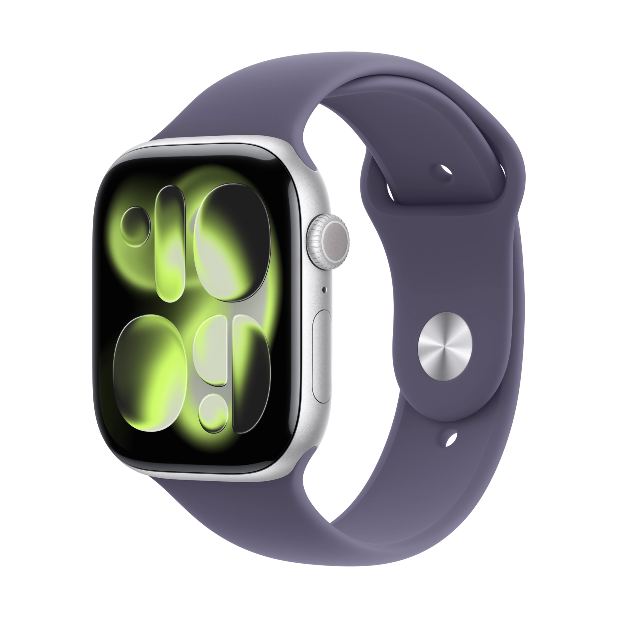 Apple Watch Series 11 GPS 46mm Aluminium silber mit nebelviolettem Sportarmband - S/M