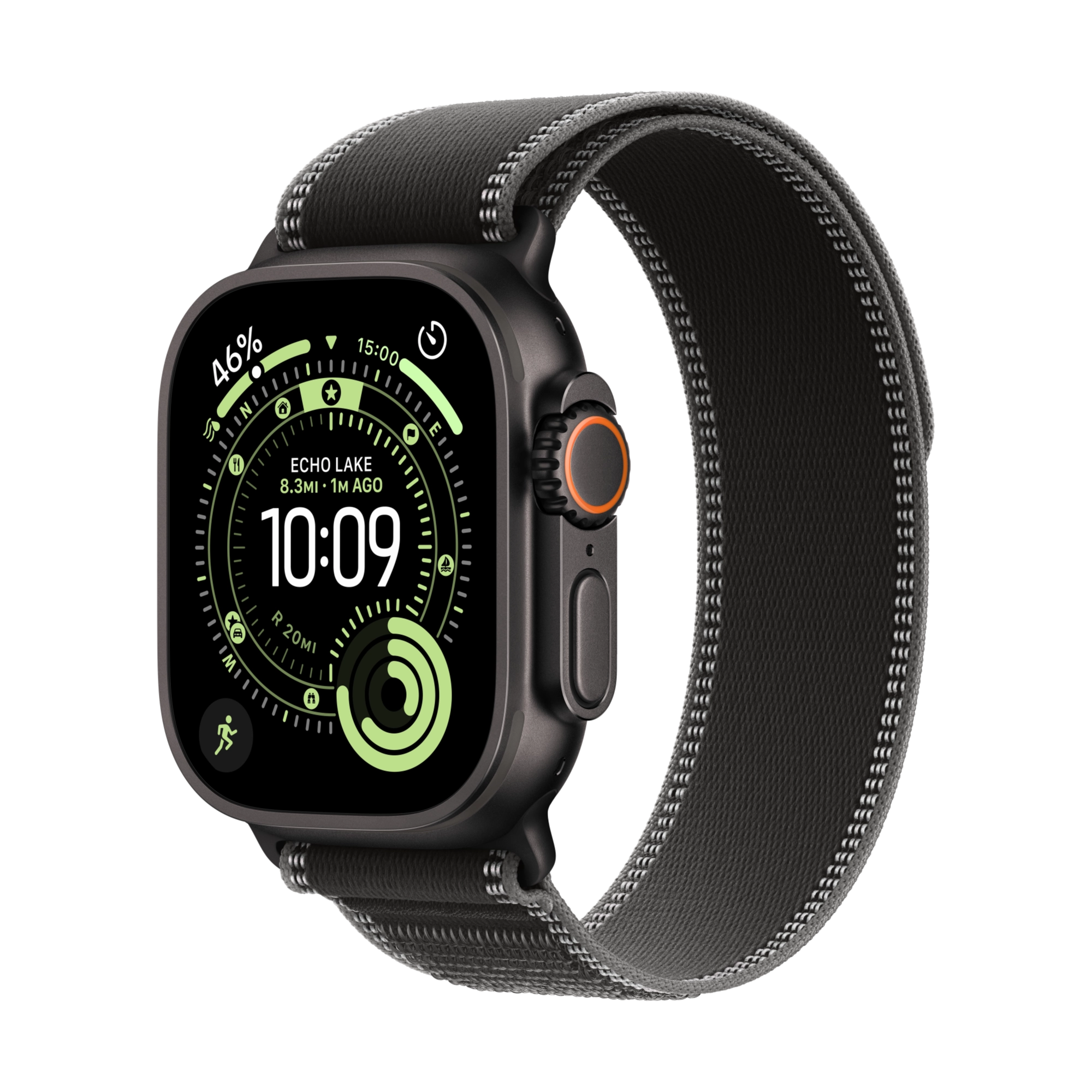 Apple Watch Ultra 3 GPS+Cellular 49mm Titan schwarz mit Trail Loop schwarz/kohlegrau S/M