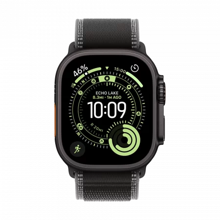 Apple Watch Ultra 3 GPS+Cellular 49mm Titan schwarz mit Trail Loop schwarz/kohlegrau S/M