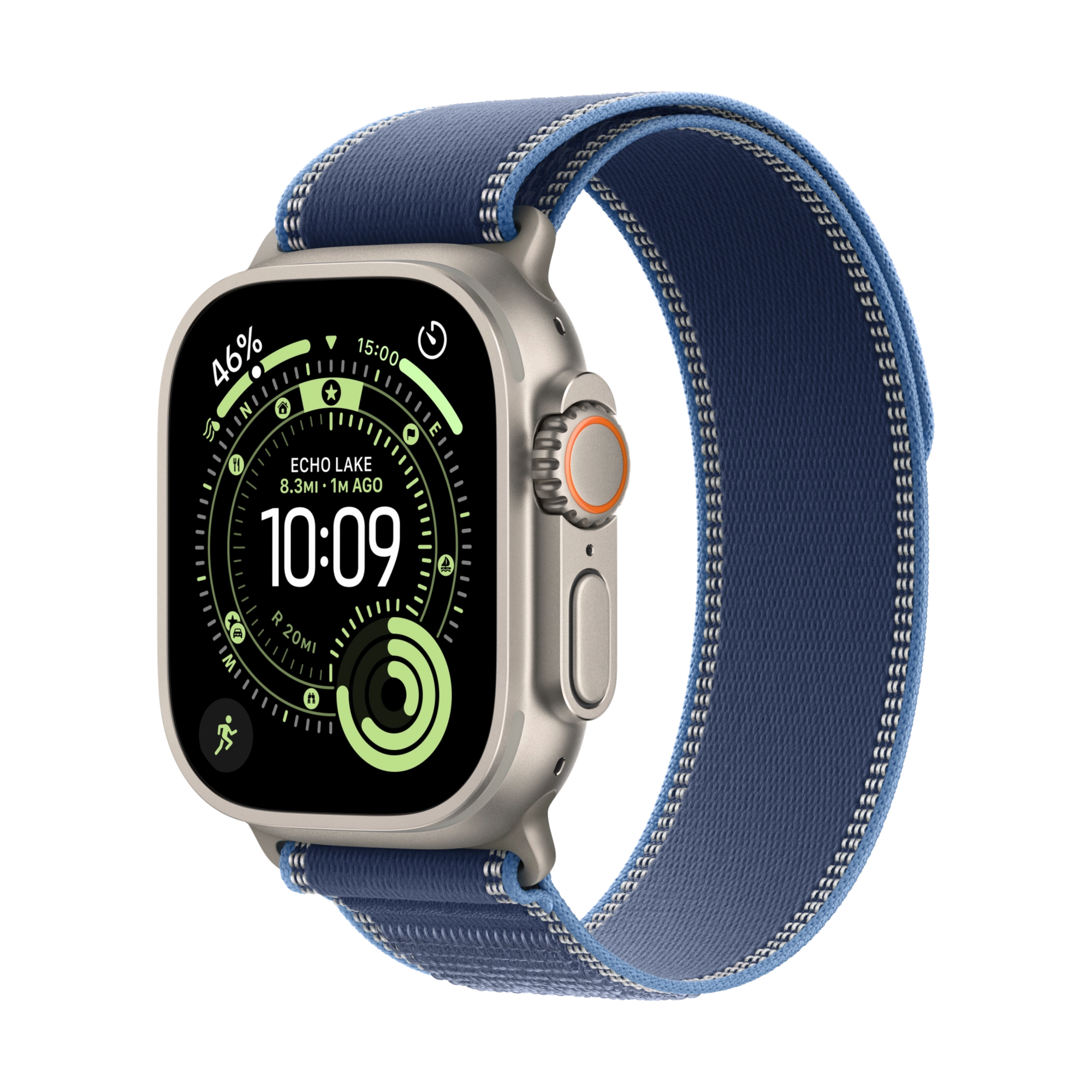 Apple Watch Ultra 3 GPS+Cellular 49mm Titan natur mit Trail Loop blau/hellblau M/L