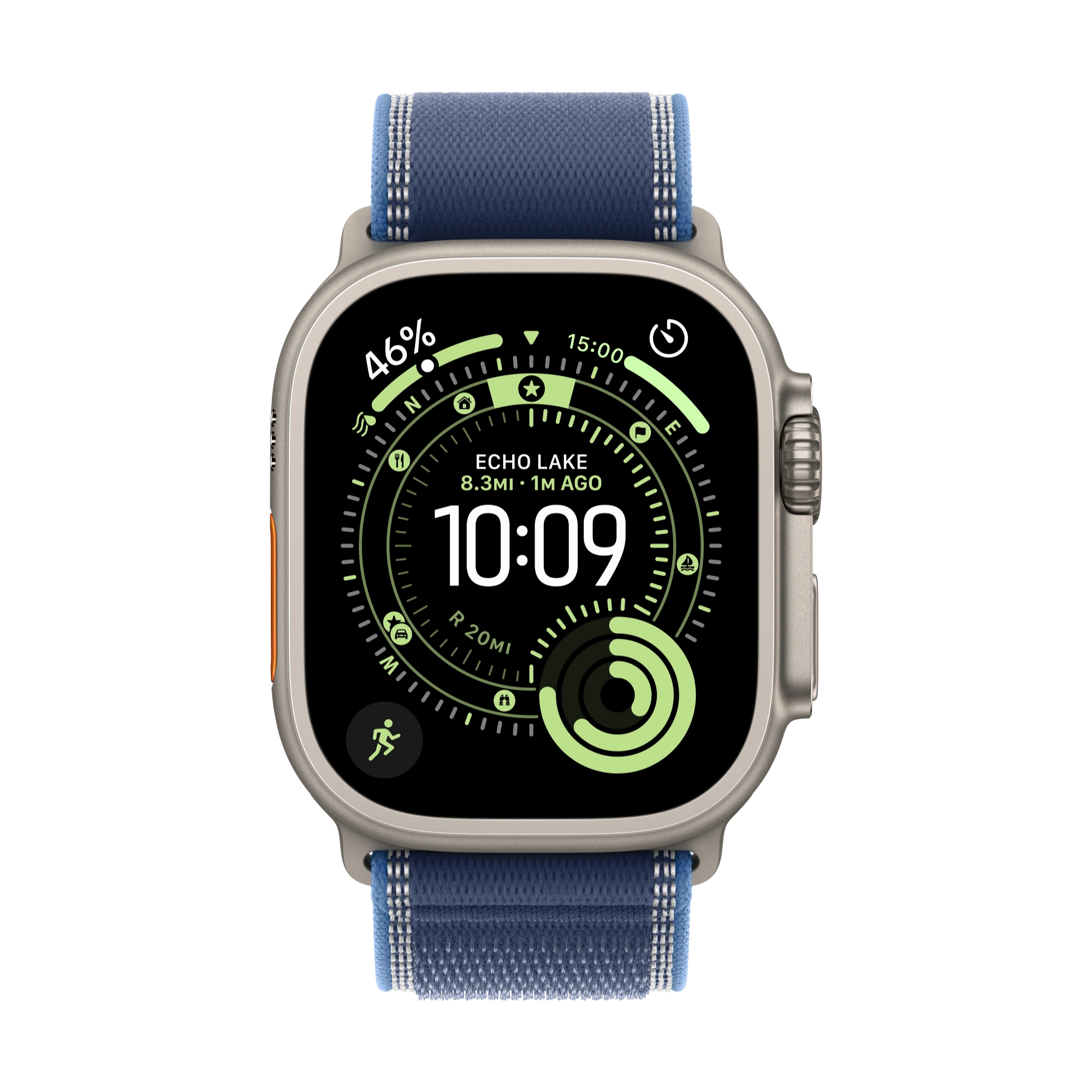 Apple Watch Ultra 3 GPS+Cellular 49mm Titan natur mit Trail Loop blau/hellblau M/L