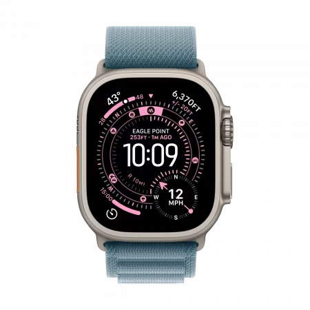 Apple Watch Ultra 3 GPS+Cellular 49mm Titan natur mit Alpine Loop hellblau - small