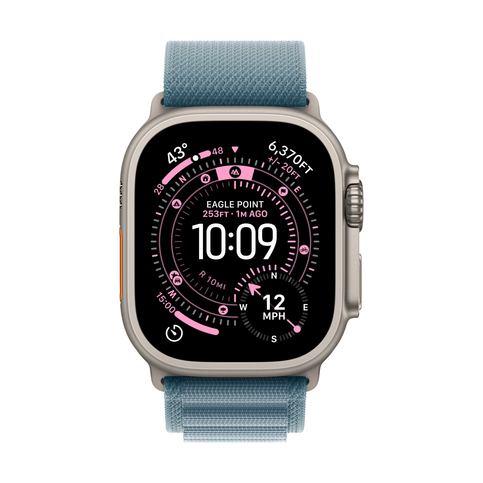 Apple Watch Ultra 3 GPS+Cellular 49mm Titan natur mit Alpine Loop hellblau - small