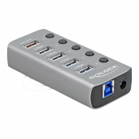 Delock USB 3.2 Gen 1 Hub mit 4 Ports mit Schalter