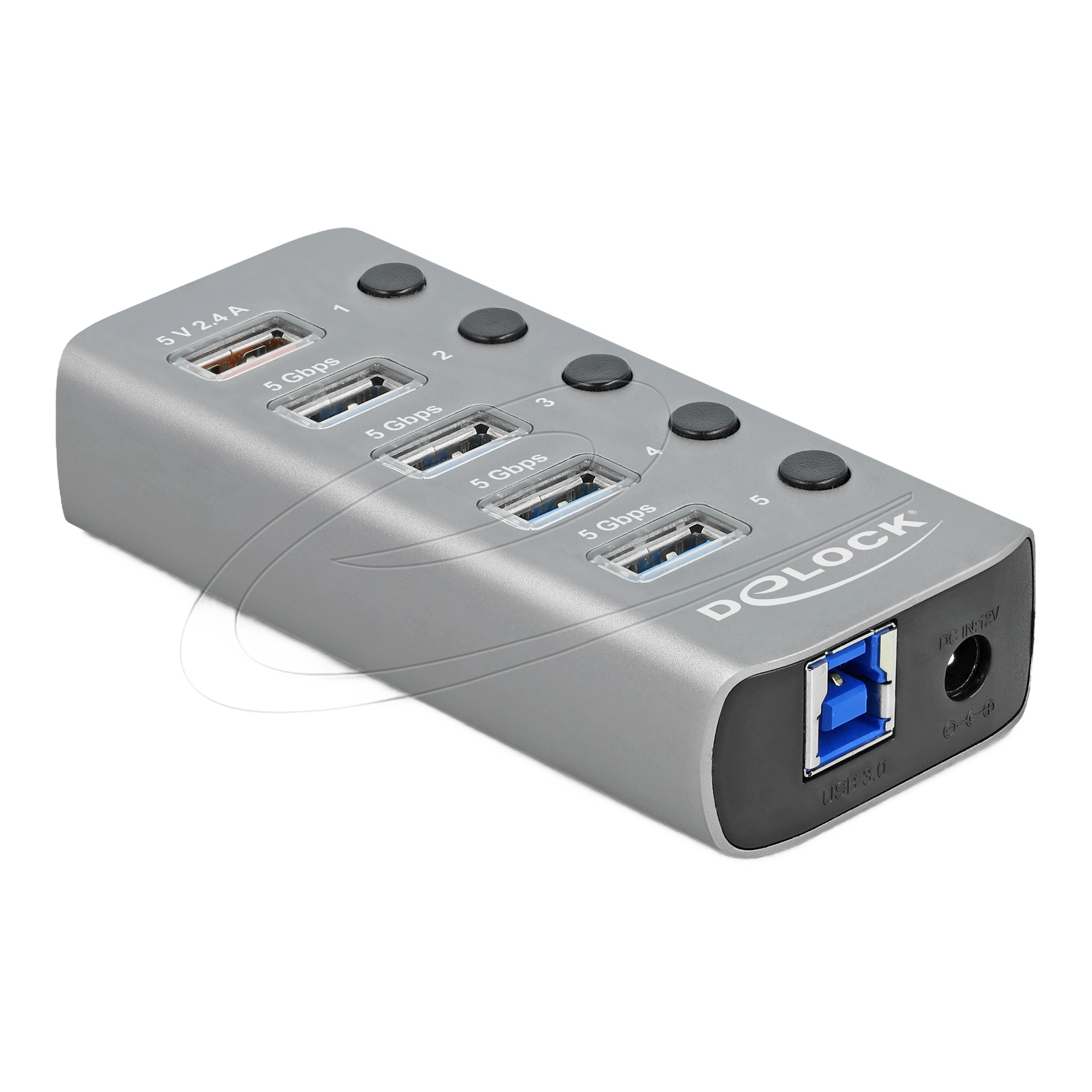 Delock USB 3.2 Gen 1 Hub mit 4 Ports mit Schalter